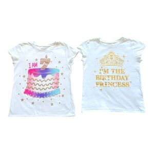 Girls Birthday Tees. Place, I AM 7, I’M THE BIRTHDAY PRINCESS Short Sleeve.M 7/8